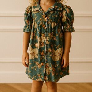 Ralph Lauren Blue Floral Long Sleeve Western Dress Size 3-6M